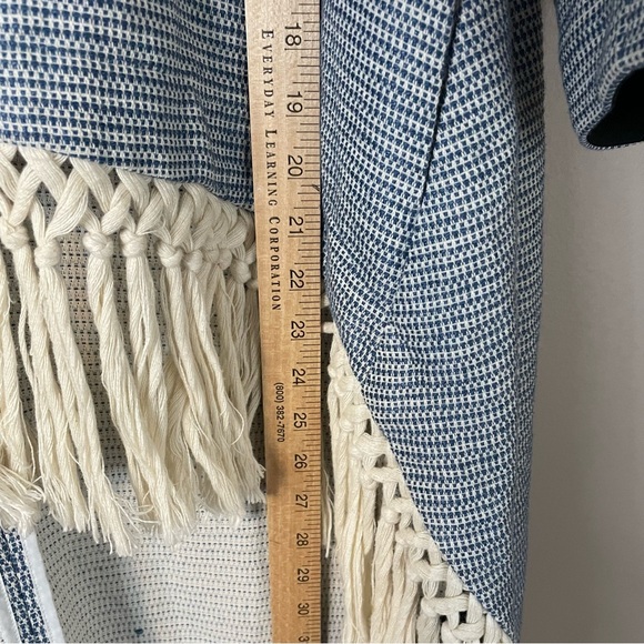 Maje blue open front duster jacket with fringe size 1 - Picture 4 of 14